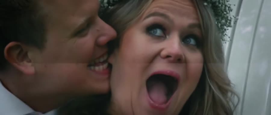Still uit de trouwfilm van Daan en Jill
